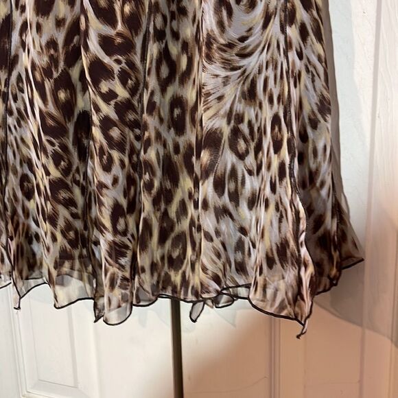 Scarlett Cheetah Leopard Animal Print Flared Skirt With Layering Strips 9 10 - Picture 11 of 16